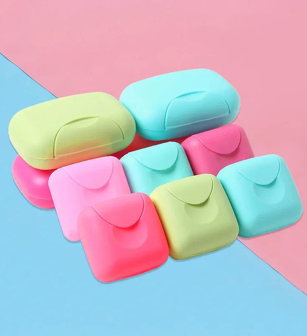 S/L Sizes Portable Travel Soap Box Container Bathroom Acc Home Plastic Soap-Boxes with Cover Candy Color Soaps Soap Holder