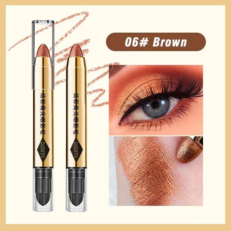 6 Colors Double-Ended Eyeshadow Stick – Waterproof, Long-Lasting, Matte & Glitter, Contour, Highlight, Certified, Unisex