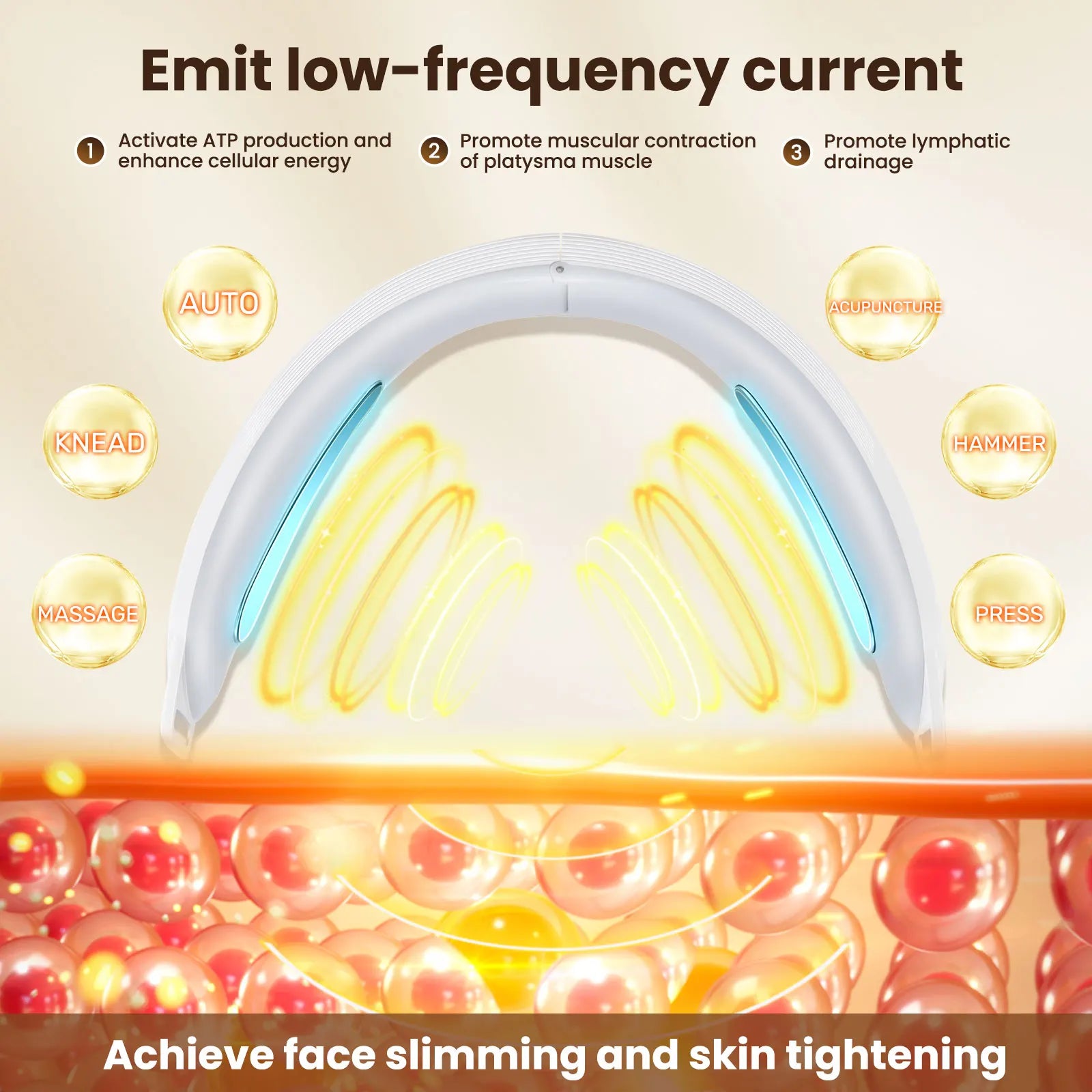 Electric V Face Lifting Beauty Device 6 Modes 8 Levels EMS Micro-current Firming Facial Massager Double Chin Removal Skin Care - BlissFully