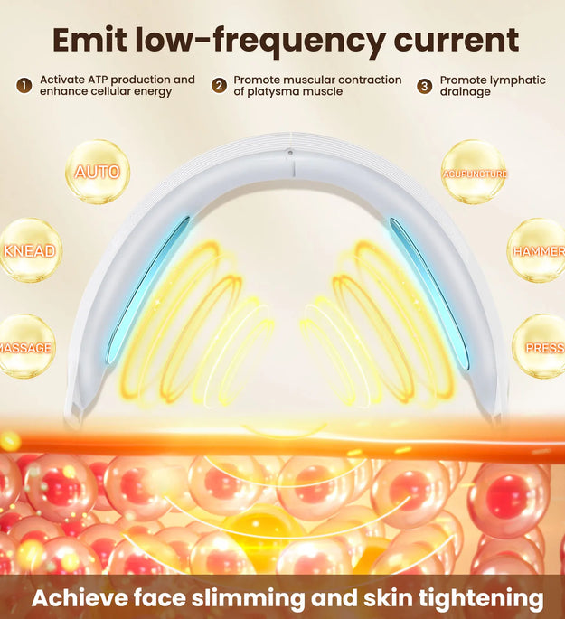 Electric V Face Lifting Beauty Device 6 Modes 8 Levels EMS Micro-current Firming Facial Massager Double Chin Removal Skin Care - BlissFully