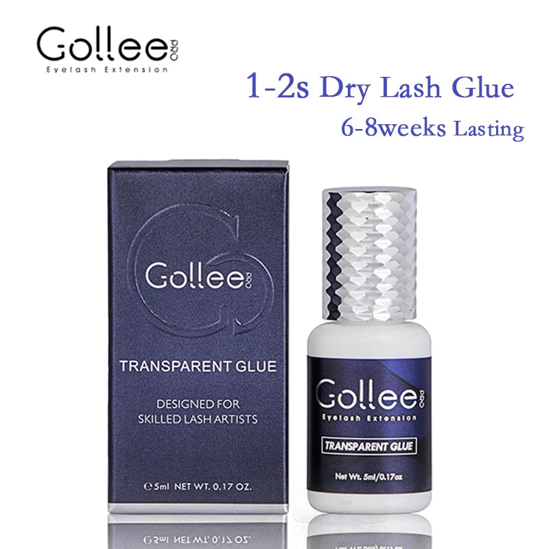 Gollee 1s Dry lash glue Adaptability Use Eyelashes Extension Glue Waterproof 6-8 Weeks Long Lasting Low Smell Super Glue Makeup