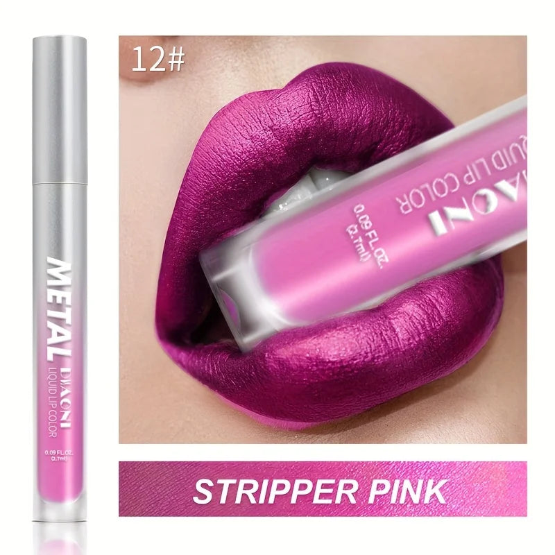 Glitter Metallic Liquid Lipstick Shimmer Easy To Color Non-stick Cup Lip Gloss Waterproof Shiny Lip Glaze Long Lasting Makeup