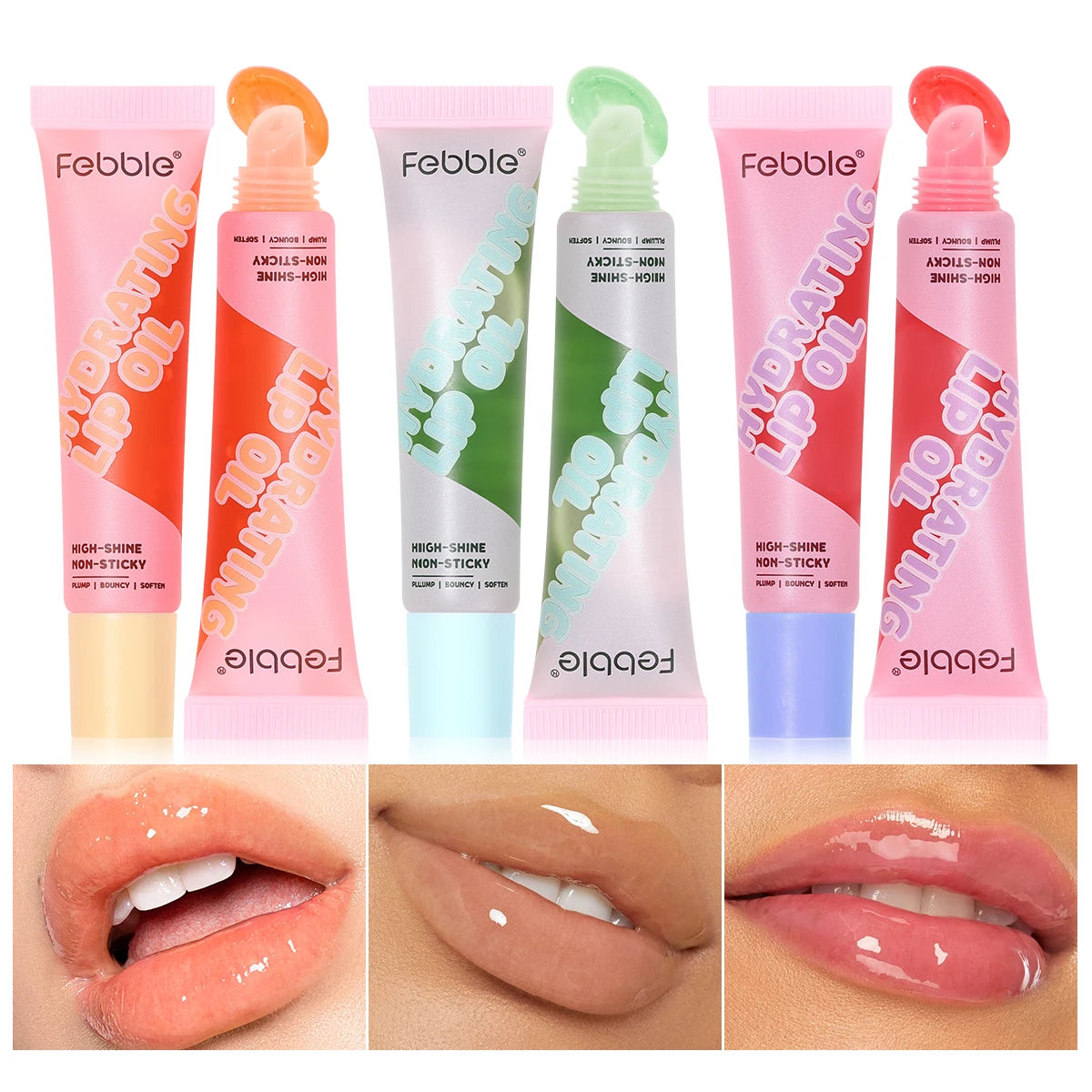 Febble 3 Color Hydrating Lip Oil Moisturizing Plump Lip Balm Fade Lip Line Lip Mask For Autumn And Winter Lip Care Tools