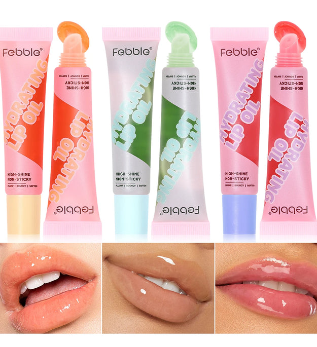 Febble 3 Color Hydrating Lip Oil Moisturizing Plump Lip Balm Fade Lip Line Lip Mask For Autumn And Winter Lip Care Tools