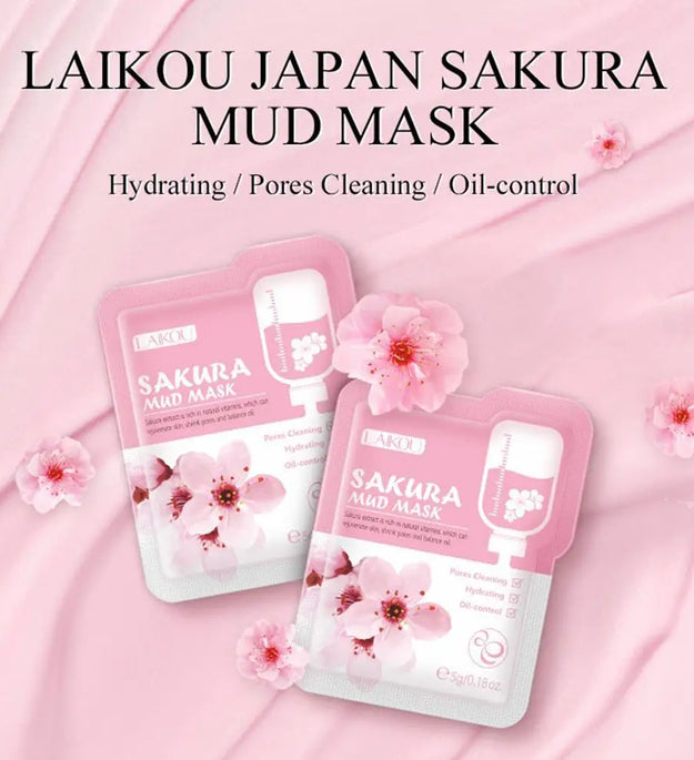 12pcs Sakura Mud mask Brightening Hydrating Face Mask Luminious Skin Clean Facial Cleansing Clay Hydrating Anti Wrinkle Skincare
