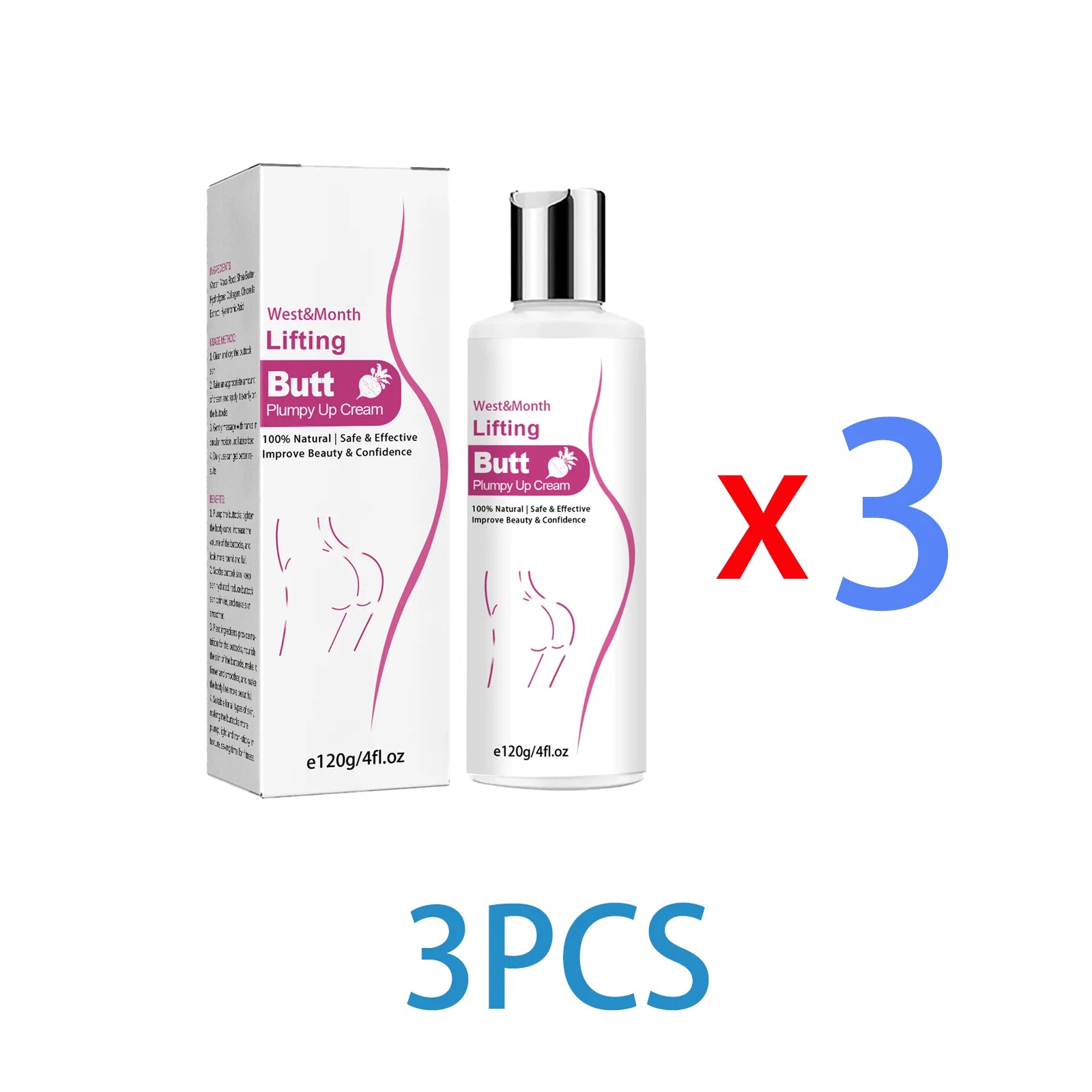 West Month Buttocks Firming Cream with Maca Root and Shea Butter Toning Hydrating Lift Enhancing Massage Cream for Women 120g