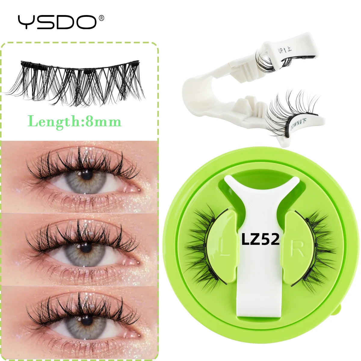 YSDO Soft Magnetic Eyelashes No Glue Needed 1 Pair Natural Short 3D False Lashes Reusable Easy Apply Magnetic Lashes Kit Makeup