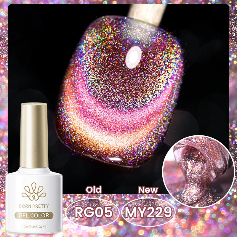 BORN PRETTY 10ml Cat Magnetic Gel Sparkling Ultra Gold Glitter Soak Off UV LED Gel Nail Art Varnish Manicure Valentine's Day