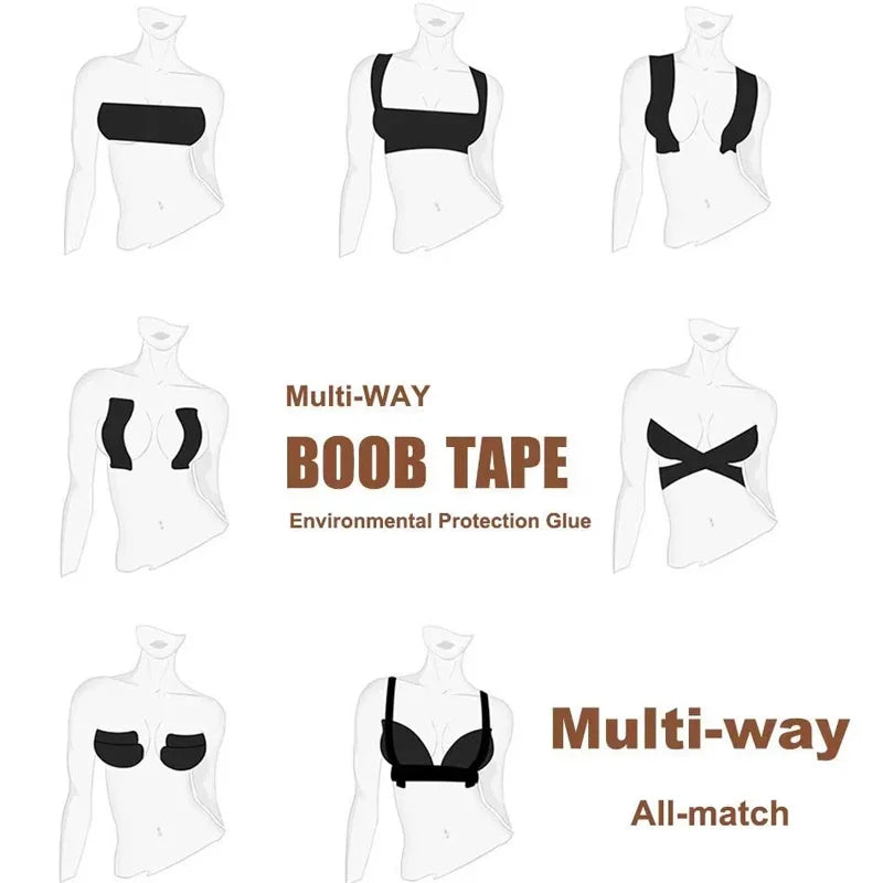HaleyChan Boob Tape Bras for Women Adhesive Invisible Chest Nipple Pasties Covers Breast Lift Tape Push Up Bralette Sticky-1pcs