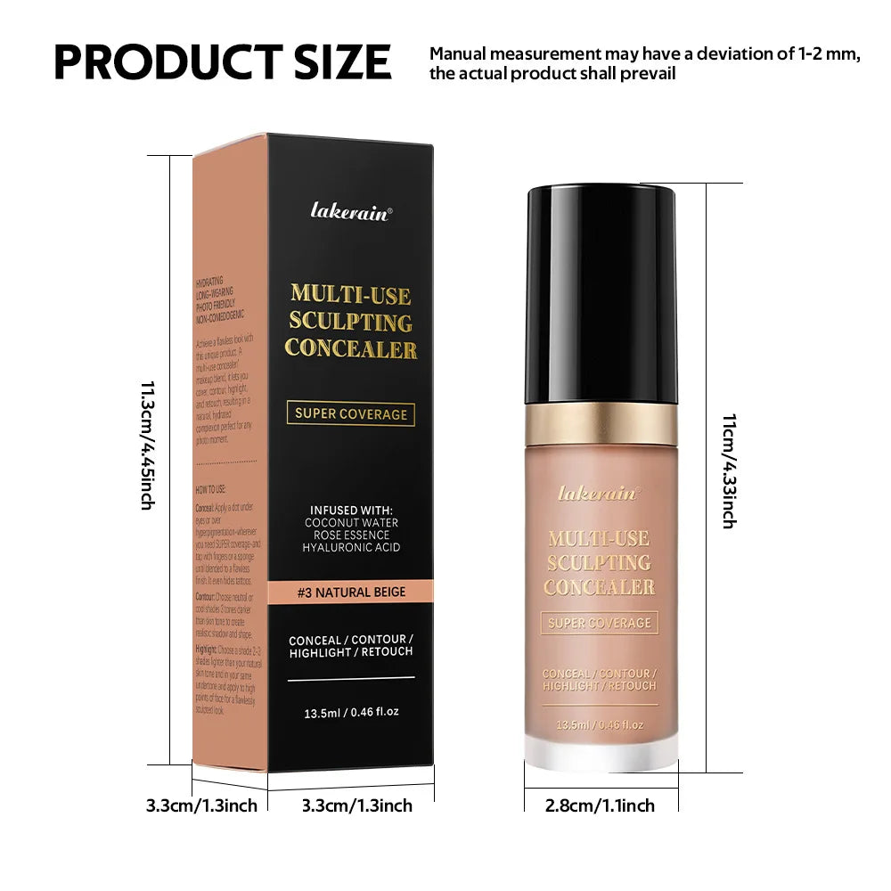lakerain  5-Color Waterproof Concealer Matte High Coverage Oil-Control Foundation for Acne Scars and Dark Circles Cosmetics