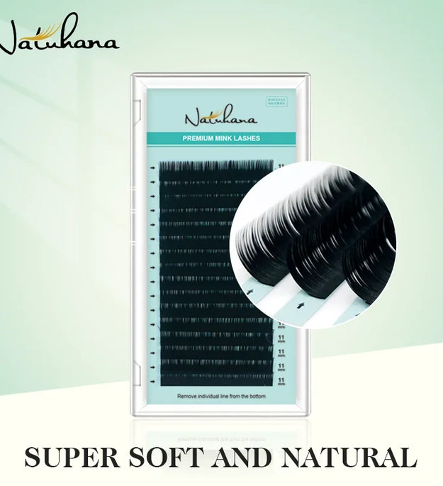 NATUHANA Personal False Eyelashes, Natural PBT Eyelash Extension, Synthetic Eyelashes, Cosmetic Supplies, B, C,D, Curl Eyelashes