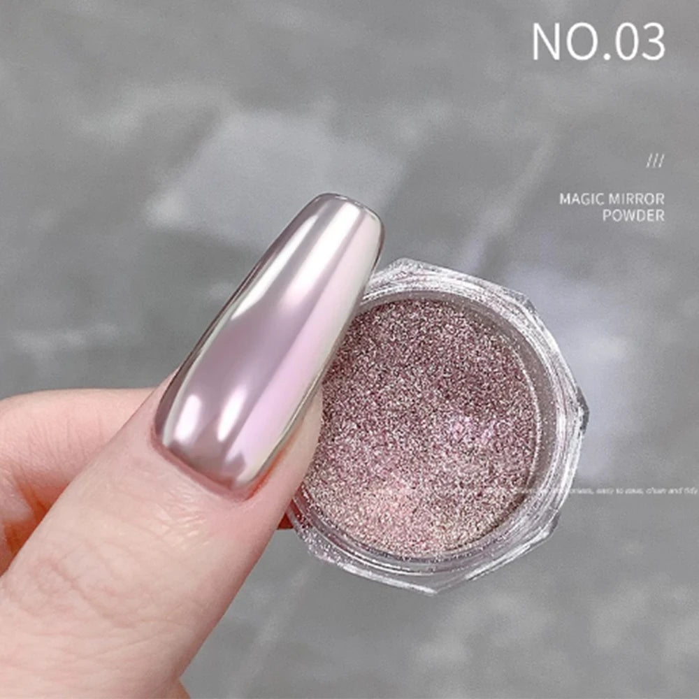 1Jars High-Gloss Plating Aurora Mirror Nail Powder Net0.5g Moonlight Pearl White Rubbing Powder Super-Shiny Manicure Chrome Dust