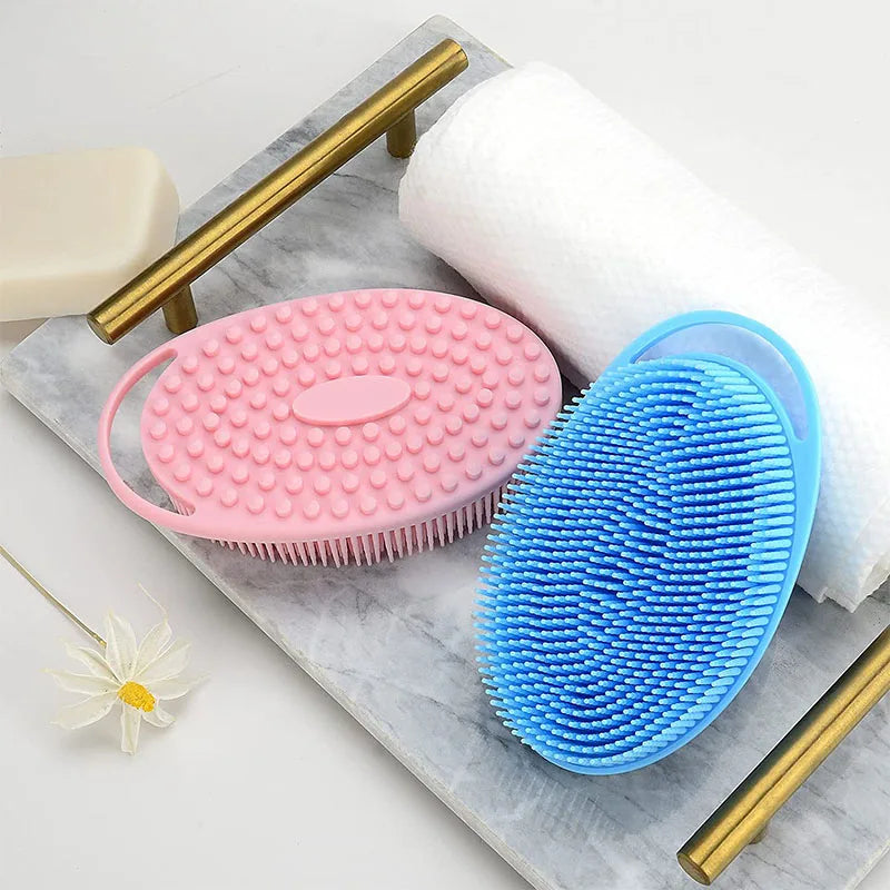 Silicone body scrubber adopts advanced sanitary technology, which is mild and clean, with good foam, durable, and silicone doubl