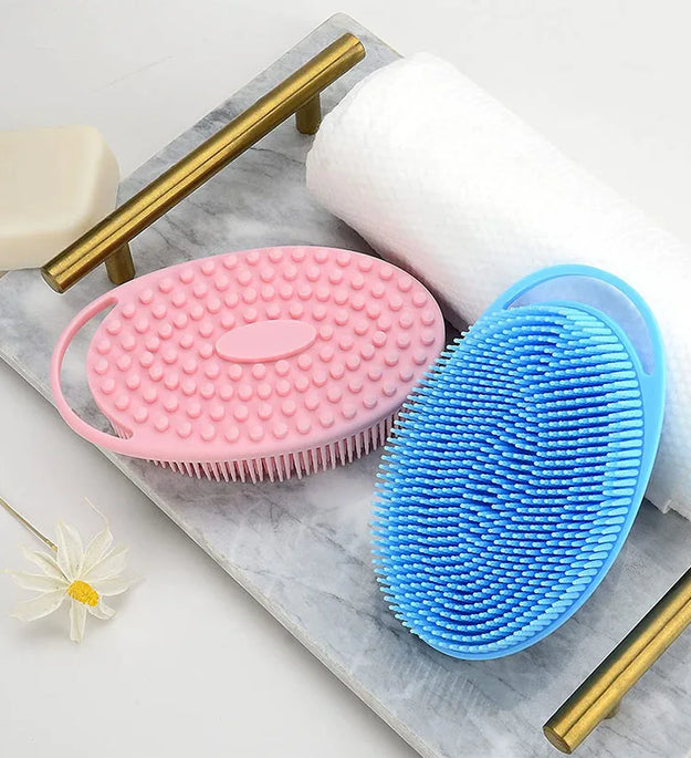Silicone body scrubber adopts advanced sanitary technology, which is mild and clean, with good foam, durable, and silicone doubl