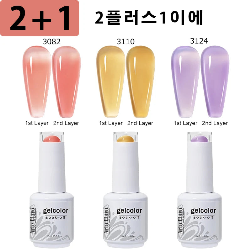 Arte Clavo 3pcs Summer Colorful Jelly Gel Nail Polish Translucent Semi Permanent Varnish UV LED For Nail Art Manicure Gel