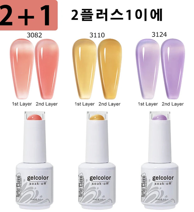 Arte Clavo 3pcs Summer Colorful Jelly Gel Nail Polish Translucent Semi Permanent Varnish UV LED For Nail Art Manicure Gel