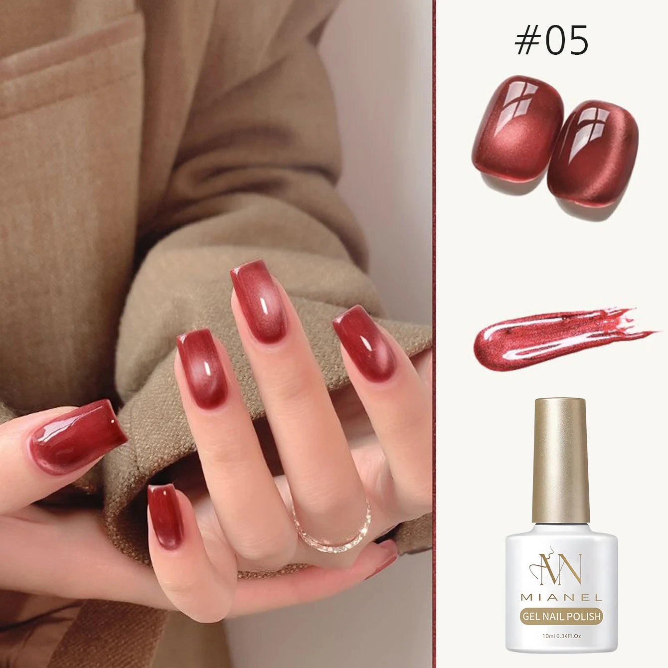 12ML 1-21PCS Winter And Autumn Whitening Red Glass Bead Cat Eye Magnet Gel Nail Polish Christmas Nails Nail Set Nail Art