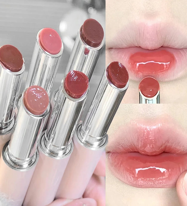Jelly Solid Lip Gloss Cute Hydrating Mirror Red Brown Lipstick Clear Moisturizing Lips Tint Nature Nude Lip Makeup Cosmetics