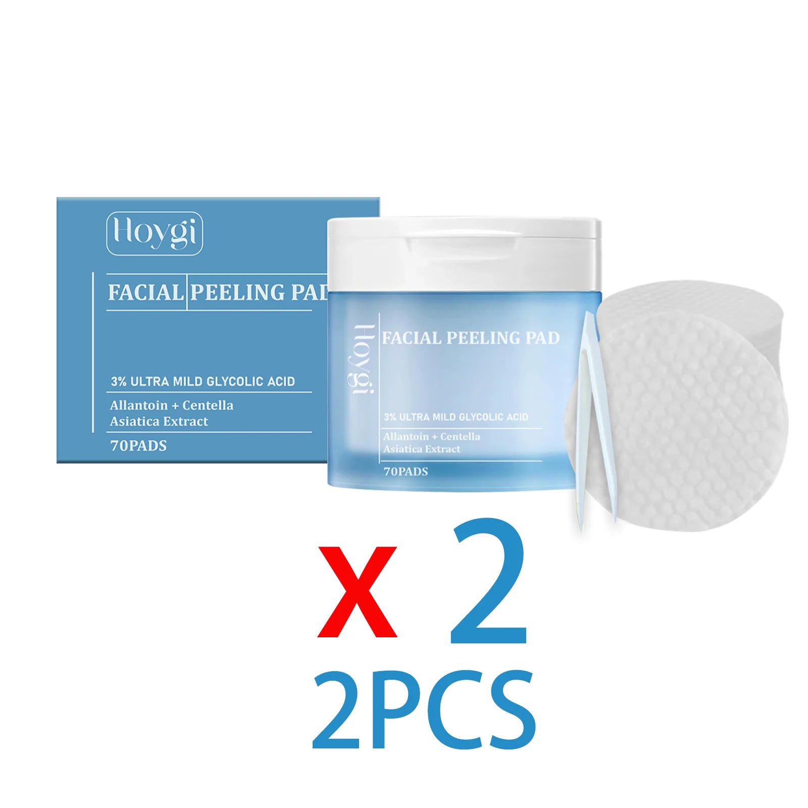 Hoygi 70pcs Salicylic Acid Exfoliating Pads for Face Gentle Skin Brightening Toner Wipes with Glycolic Acid for Smooth Texture