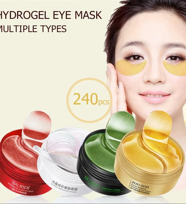 240pcs=120pairs Eye patches Hyaluron Acid & Gold & Seaweed & Black Pearl Hydrating Moisturizing Crystal Collagen Gel Eye Mask