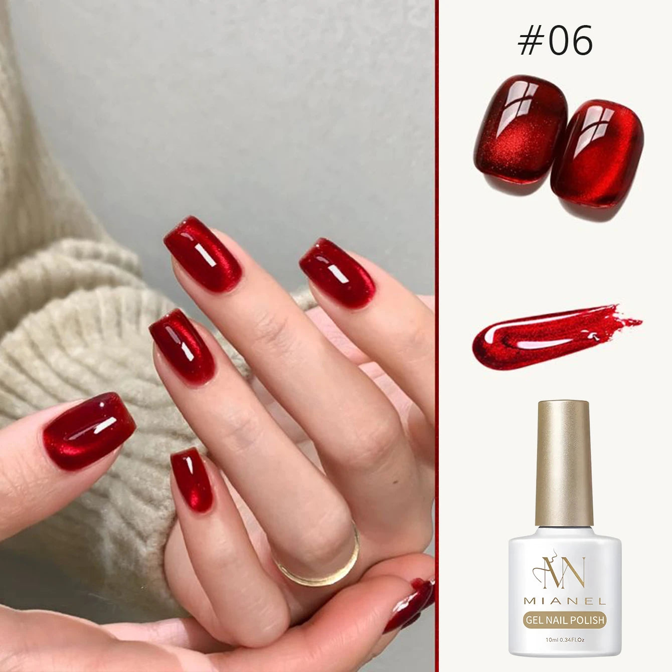 12ML 1-21PCS Winter And Autumn Whitening Red Glass Bead Cat Eye Magnet Gel Nail Polish Christmas Nails Nail Set Nail Art