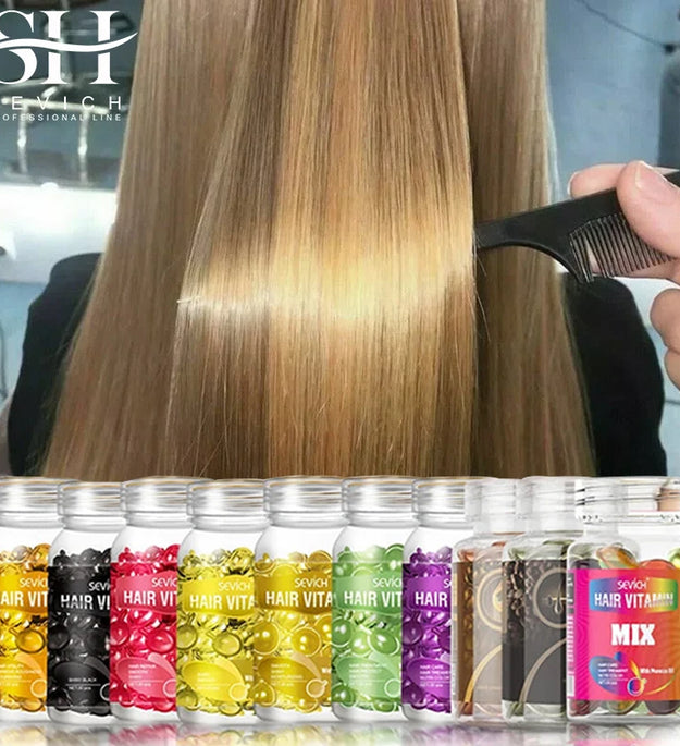 30Pcs Anti Hair Loss Hair Vitamin Capsule Oil Keratin Complex Oil Smooth Silky Hair Serum Hair Mask Repair Frizz Damaged Sevich
