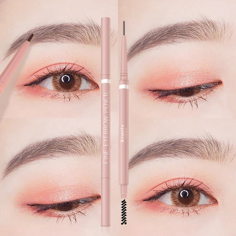 1.5mm Ultra Fine Double-Ended Eyebrow Pencil Automatic Rotating Natural Waterproof Long Lasting Professional Eyebrow Pen Makeup