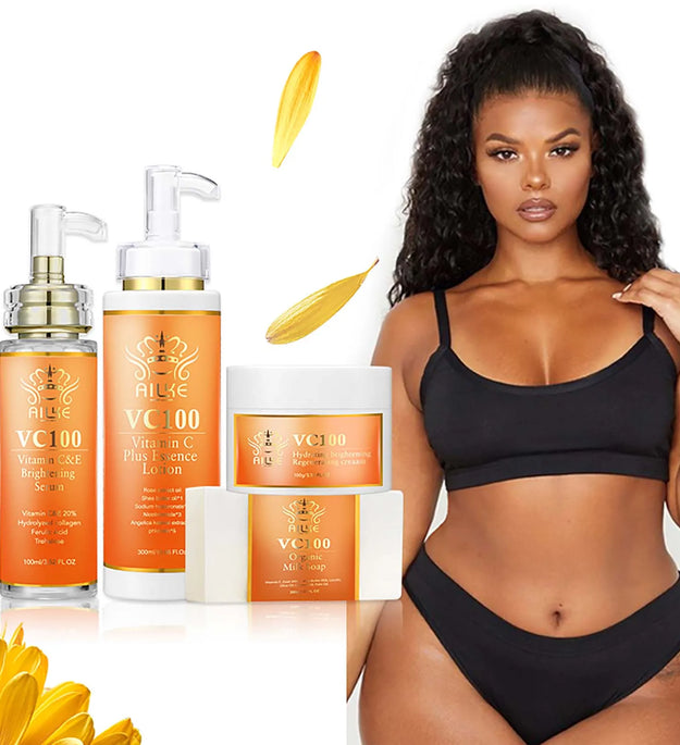 AILKE Vitamin C Whitening Kit For Women, Even Skin Tone, Clean Skin, Moisturizing, Anti Wrinkles, Skin Glowing Beauty Set