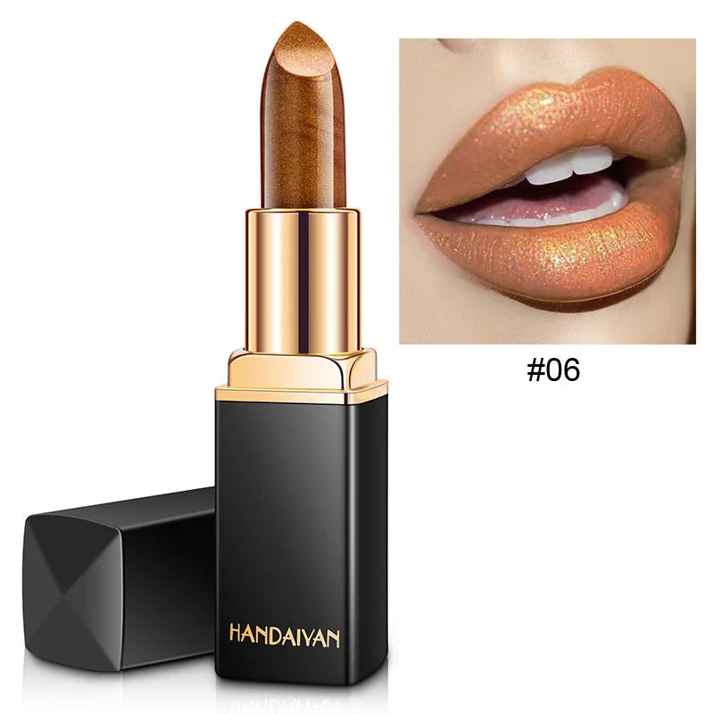 Handaiyan Diamond Glitter Lipstick Shimmer Sexy Pigments Makeup Long Lasting Waterproof Profissional