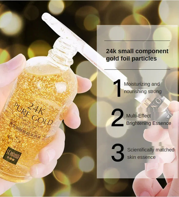 24K Gold Hyaluronic Acid Nicotinamide Face Essence Replenishment Moisturize Shrink Pore Brighten Skin Care Firming Facial serum