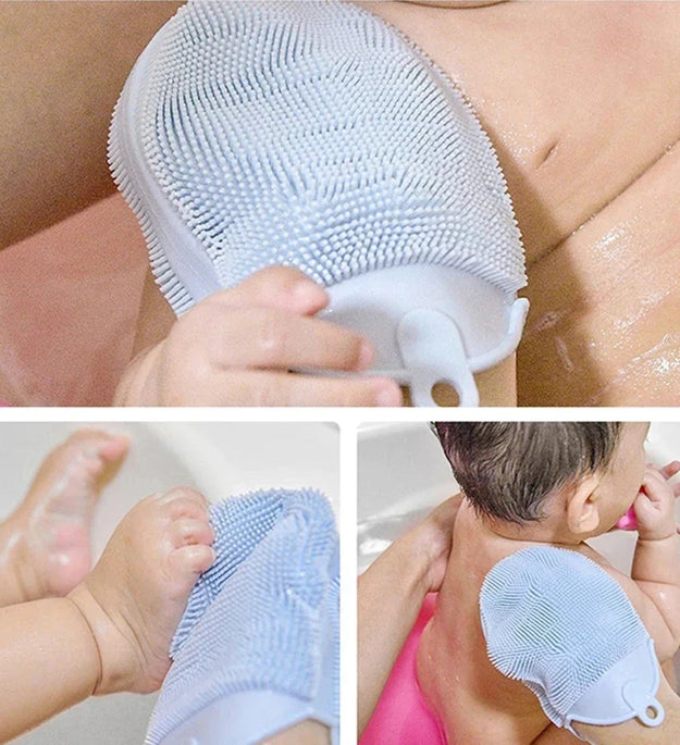 Baby Showers Hook Soft Exfoliating 1pcs Silicone Massage Bath Brush with Bath Gloves Cleaning Brush Remover Scrub Showers Bubble