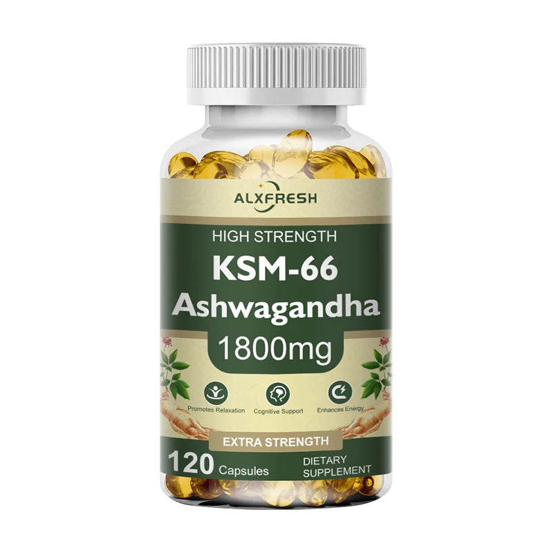 KSM-66 Natural Ashwagandha Capsules Ashwagandha Supplement| 1800mg for Health Support - Plant Based Vegan Gluten-Free - BlissFully