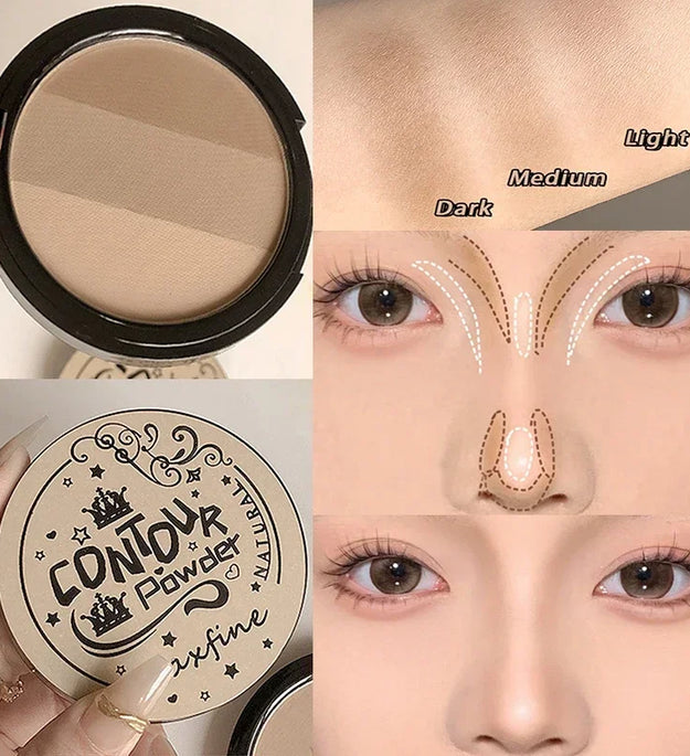 Matte Contouring Powder Rose Pink Bronzer Palette Long Lasting Natural Face Shading Powder Contour Waterproof 3 Colors Cosmetics