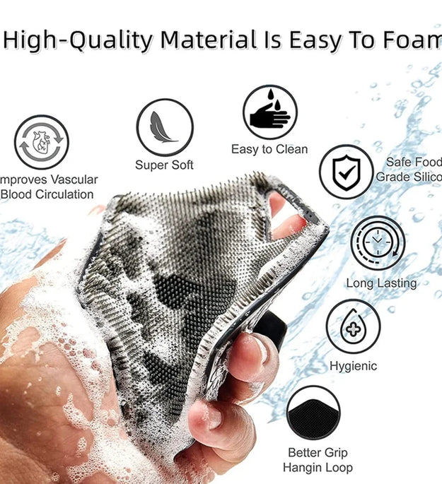 Silicone Exfoliating Body Scrubber Portable Wall Mountable Shampoo Brush Bath Brush For Hair Washing & Body Massage Face Care