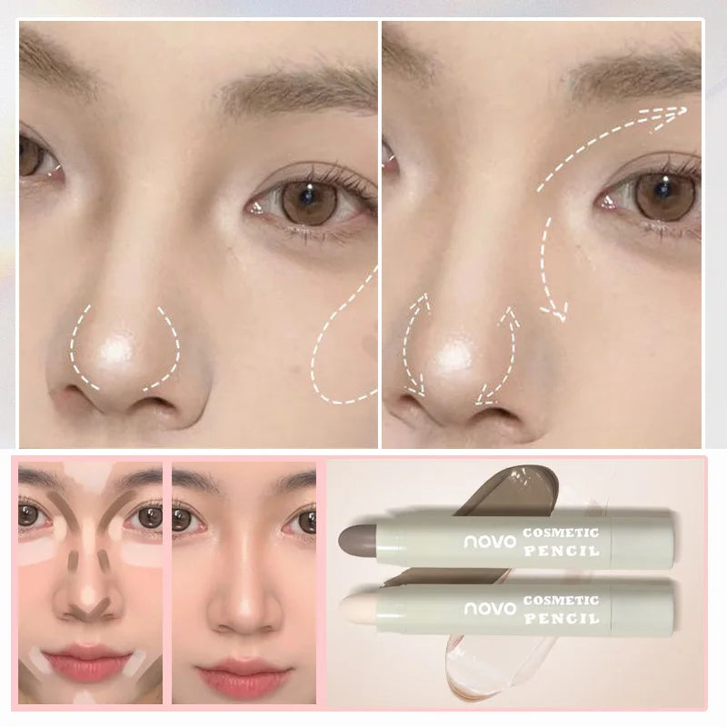 Matte Grey Contour Stick Nose Shadow Cream Three-Dimensional Facial Bronzer Concealer Cosmetics Pearl White Highlighters Makeup