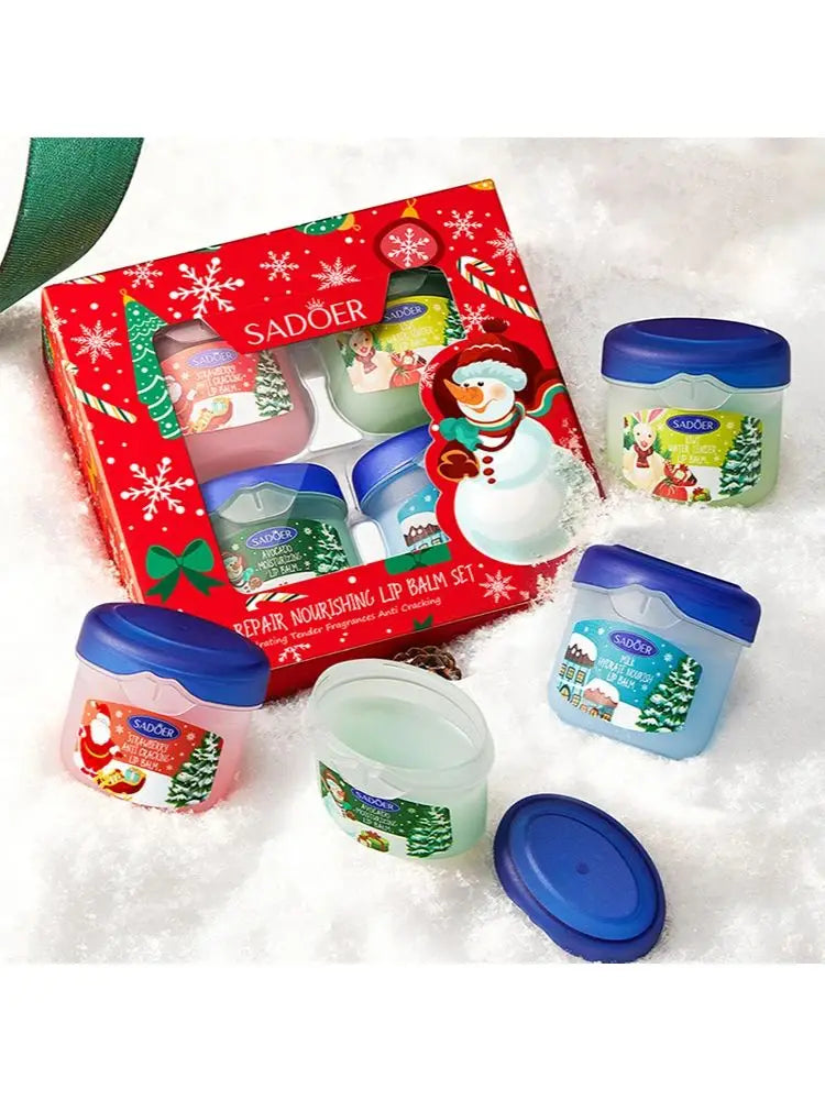 4pcs Lip Balm Set,Christmas Gift Set,Nourishing & Moisturizing Lip Butter Skin Care Lipsticks Makeup for Holiday New Year Gift