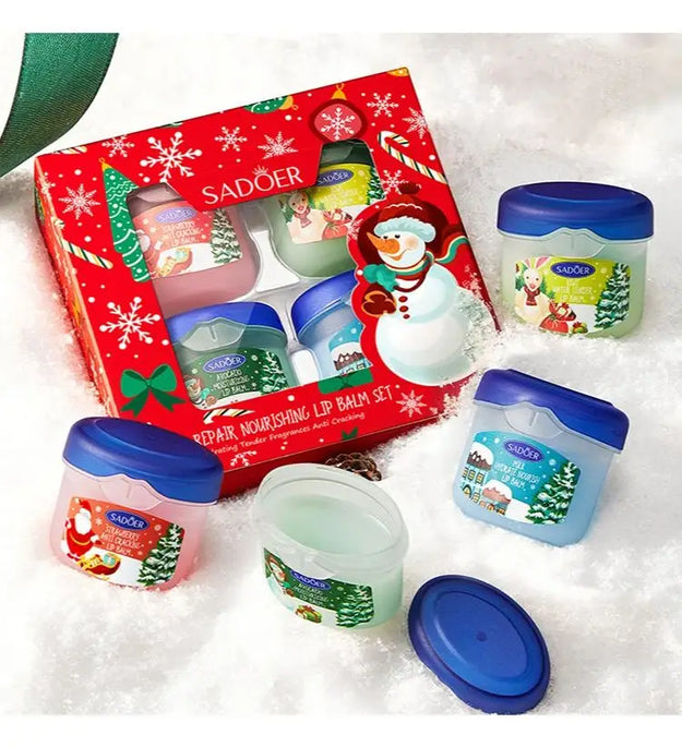 Christmas Gift 4PCS Moisturizing Lip Balm Set, Hydrating Long-lasting Effect Lip Butter Set for Christmas Gifts Valentine's Day