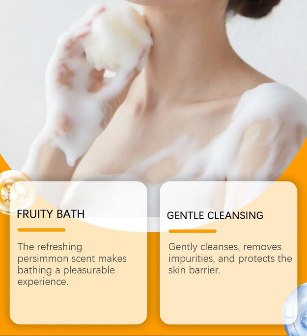 Persimmon Fresh Bath Soap Gentle Care Nourishes and Moisturizes Skin Cleanses Leaves Fragrance Hydrates Beautifies Skin