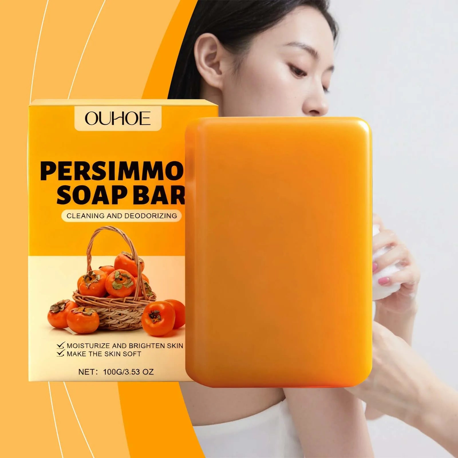 Persimmon Fresh Bath Soap Gentle Care Nourishes and Moisturizes Skin Cleanses Leaves Fragrance Hydrates Beautifies Skin