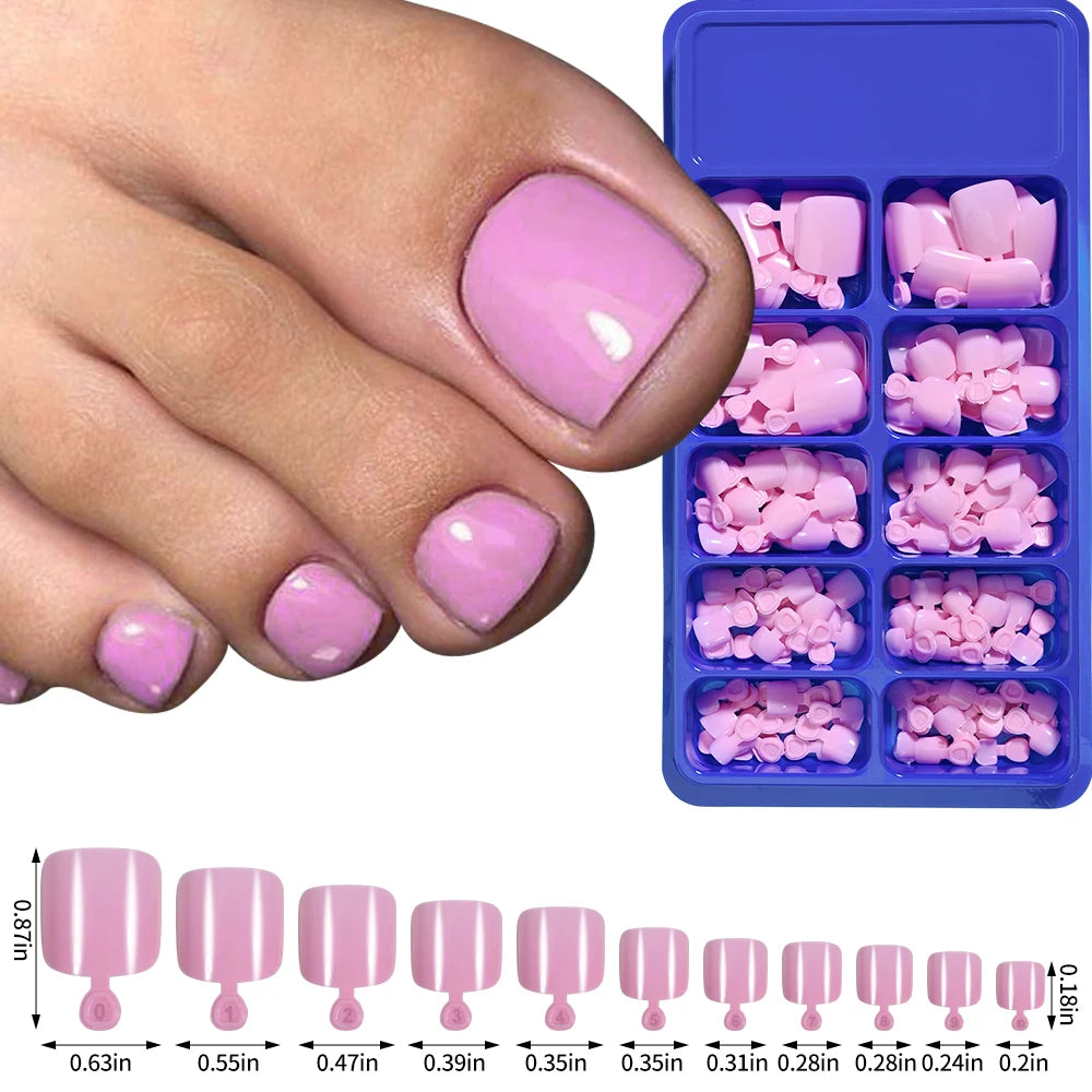 100pcs Fake Toenail Natural White Press On Toe Foot Full Cover Square Nails Art Tips Artificial Acrylic False Nail Manicure Tool