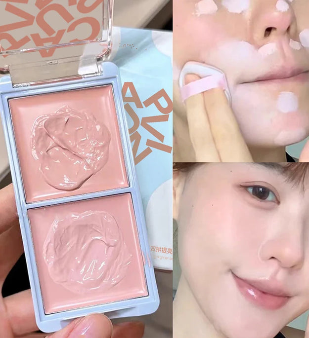 Two-tone Face Brightening Cream Pink Highlight Expansion Facial Highlighter Palette Natural Blush Moisturizing Matte Pink Rouge