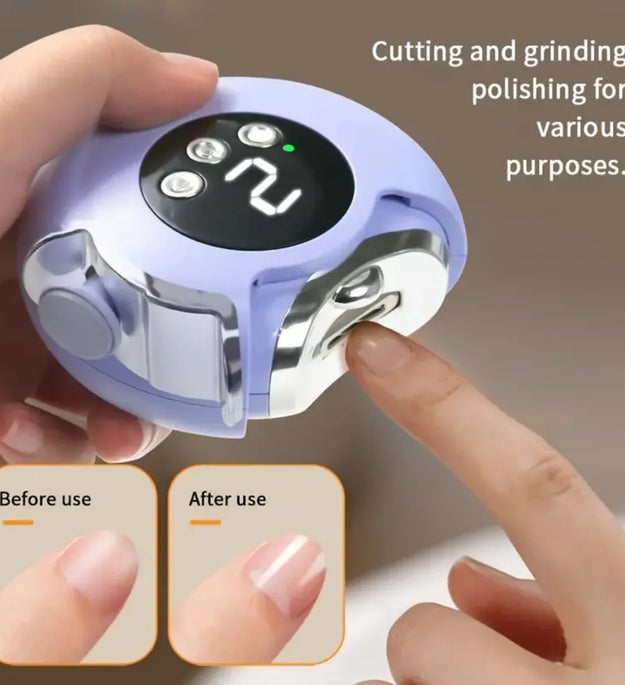New Upgrade 3 in 1 Electric Nail Clipper with LED Light Automatic Trimmer for Baby Adult Nails Cutting Polishing Manicure