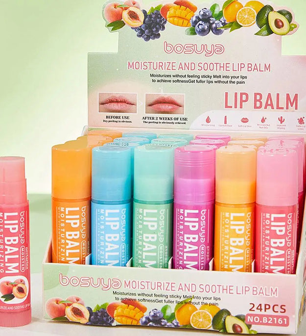 6/24pcs Assorted Fruit Flavor Lip Balm Set - Hydrating, Nourishing & Prevents Chapped Lips - Care for Dry Lips & Fine Lines