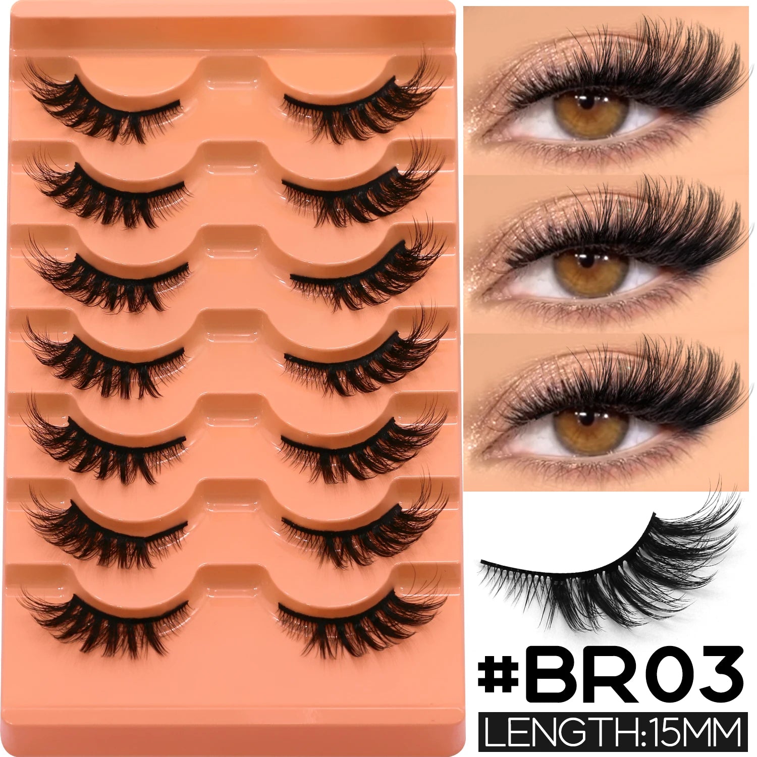VELTRINAY Half Lashes Natural Cat Eye Eyelashes Wispy False Eyelashes 3D Volume Strip Natural Lashes Fake Eyelashes Makeup
