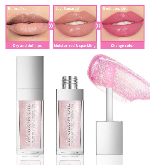 Sext Lip Oil 8ml Cherry Pink Lips Plumper Gloss Hydrating Plumping Lips Coat Tinted Lip Plumper Serum Lips Glow Oil Makeup