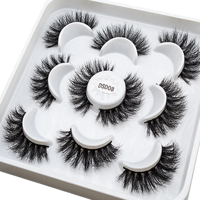 New 5 pairs 8-25mm Natural 3D Lashes Lash Extension Supplies Makeup Kit Mink Lashes Extension Mink Magnetic Eyelashes