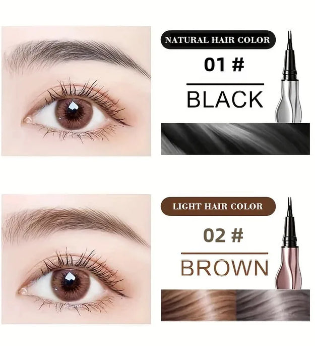 2 Point Wild Eyebrow Pencil Long-Lasting Easy Grip Waterproof Thin Liquid Silkworm Brow Pen Korean Makeup for Eyebrow Tattoo