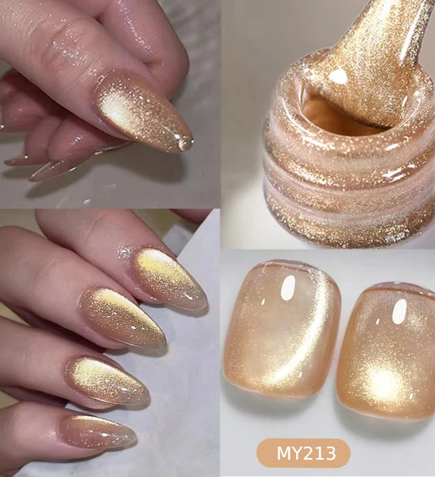 BORN PRETTY 10ml Cat Magnetic Gel Sparkling Ultra Gold Glitter Soak Off UV LED Gel Nail Art Varnish Manicure Valentine's Day