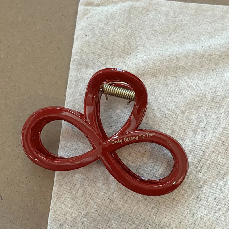 French Red Collection! Large Grip Letters Gold Label Back Head Updo Shark Clip Hair Accessories Headwear Hairpin Hair Claw