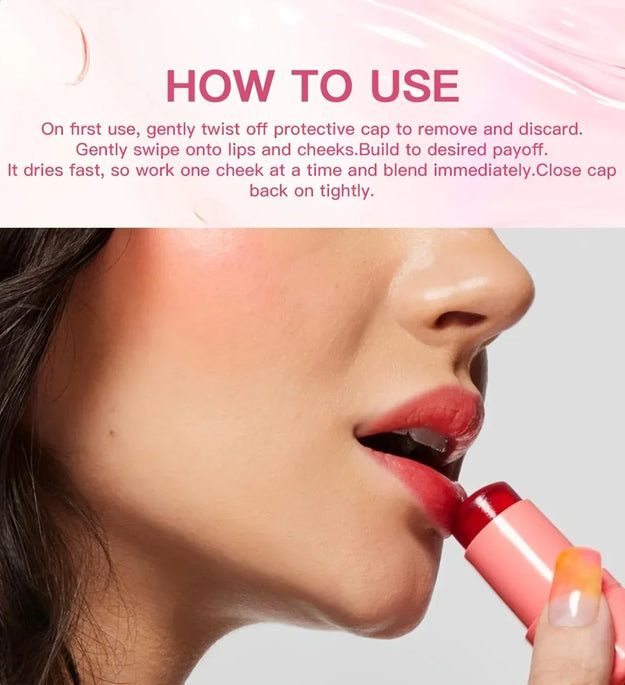 4 Colors Jelly Blush Stick Lip Balm Eyeshadow 3-in-1 Multi-Use Matte Blush Moisturize Brighten Lip Gloss